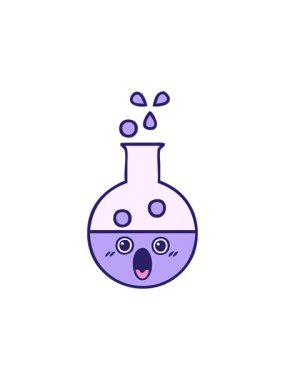 Bir test tüpünün sevimli çizgi filminin yıldız patlaması etkisi animasyonu