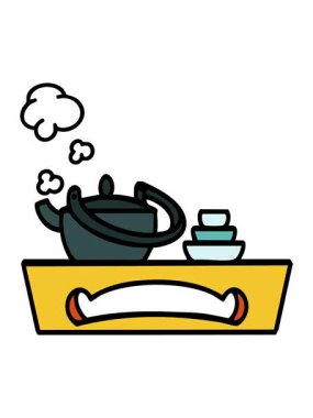 Japon çayının ahşap tepside dizilmiş neon ışığı animasyonu