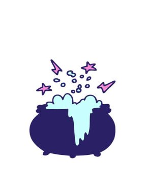 el çizimi karikatür stili çizgi film cadılarının hareketli animasyonu kazan