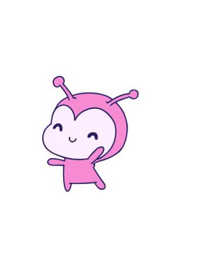 Tatlı bir bayan böceğin çizgi film çiziminin yatay titreşimli animasyonu.