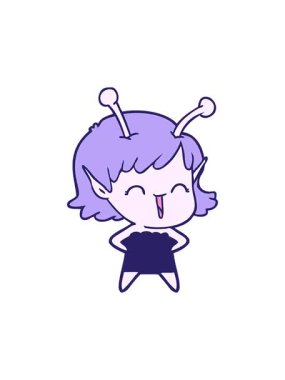 Uzaylı kızın gülüşünü gösteren çizgi film.