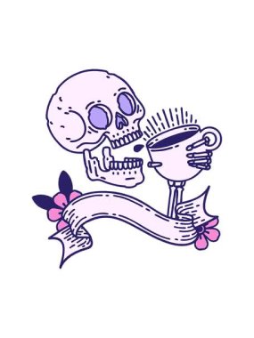 Kafatasının kahve içerken canlanması.