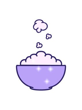 Basit bir kasedeki kızgın pirincin ışıltılı etkisi.