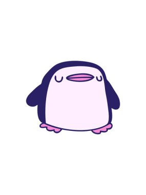 Sevimli bir penguenin gradyan çizgi film çizimi olan kawaii 'nin hareketli animasyonu