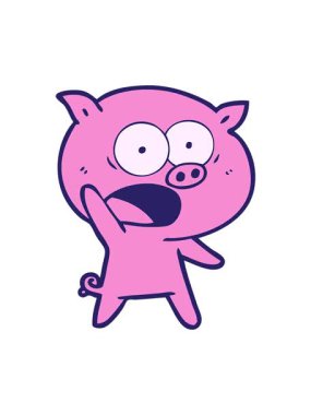 Çizgi filmdeki domuz bağırışlarının hareketli animasyonu.