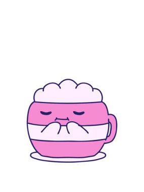 Sıcak çikolatayla dolu mutlu bir kupanın animasyonunu sergiliyorum.