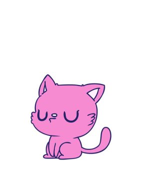 Serbest elle çizilen çizgi film kawaii kedisinin zıplama hareketi