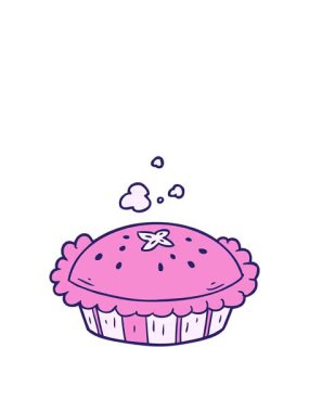 Fırından yeni çıkmış bir karikatür pastasının hareketli animasyonu.