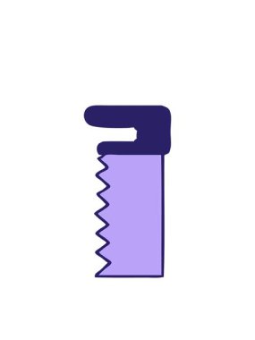 hareketli el animasyonu çizilmiş metal testerenin karikatürü