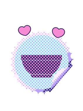 Pirinç kasesinin dönen kalp animasyonu dairesel kabuk soyma etiketi çizimi