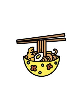 Japon yemeklerini yemek çubuklarıyla desenli kasede sergilenen gösterişli satış animasyonları