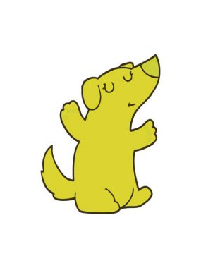 neon çizgi film köpeğinin renk animasyonu değişiyor