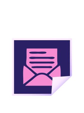 Harf ve zarfın kare soyma sticker karikatürünü genişletiyorum.