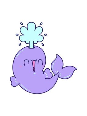 Geleneksel dövme stilinin pikselleştirme efekti mutlu fışkırtan balina karakteri