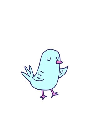 Elle çizilmiş çizgi film kuşunun animasyonunu genişletiyor