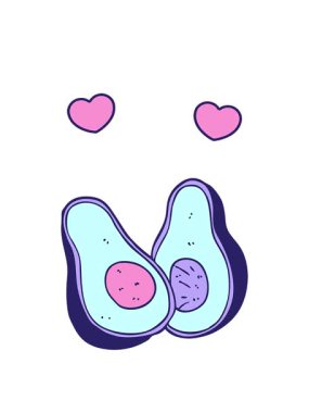 Avokado çizgi filminin dönen kalp animasyonu