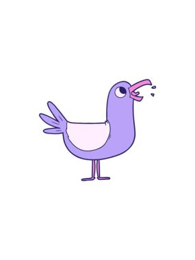 Parlak kuşun çizgi film karalaması dikkat çekici animasyon