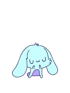 İIlüstrasyon kawaii sevimli tüylü tavşanın zıplama animasyonu