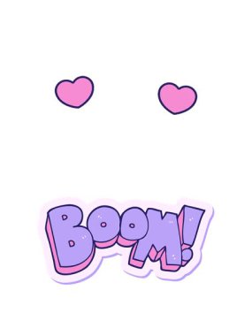 Bir karikatür patlaması çıkartmasının dönen kalp animasyonu