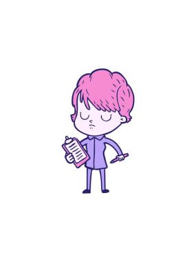 Neon tarzı çizgi film kadın karakterinin hareketli animasyonu