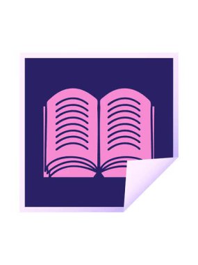 Açık bir kitabın kare soyulmuş çıkartma çizgi filminin dönen hareketli animasyonu