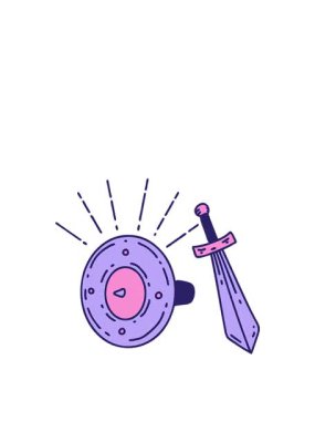 Geleneksel dövme stili kalkanın ve kılıcın canlanması ve yüzdürülmesi