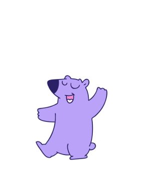 Bir çizgi film ayısının el çizimi çiziminin zıplama hareketi animasyonu