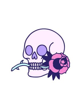 Bir kafatası ve gül tasarımının hareketli animasyonu