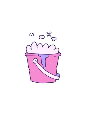 Çizgi film kovası sabunlu suyun canlandırma etkisi.