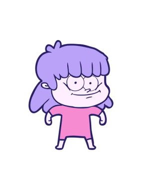 Çizgi filmdeki gülümseyen kadının basınçlı animasyonu