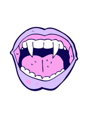 Vampir ağzının neon ışık efekti animasyonu