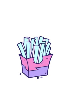 Çizgi film abur cubur kızartmalarının animasyonunu genişletiyorum.