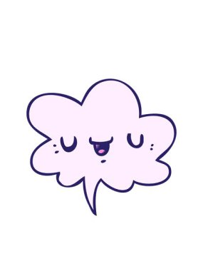 Mutlu çizgi film suratının göz kırpan radyal çizgileri yumuşak bir gradyan tarzla konuşma baloncuğu ile canlandırması