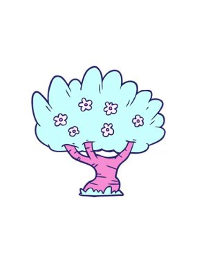 Çizgi film ağaç illüstrasyonunun dönen hareket animasyonu