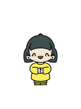 Yanıp sönen radyal çizgiler mutlu Japon kadının sesli kahkahalarının animasyonu