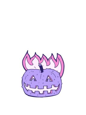 Bir balkabağının çizgi film karalamalarının animasyonunu uzatıyorum.