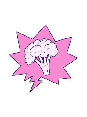 Konuşma baloncuklu çizgi film brokolisinin dönen hareket animasyonu