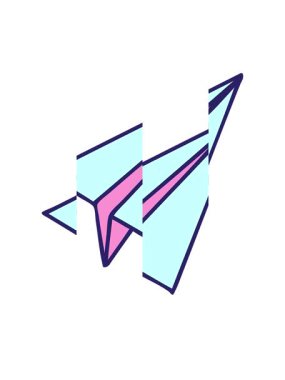 Kağıttan bir uçağın tatlı karikatürünü bölme hareketi