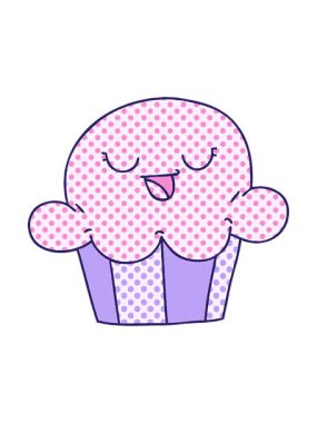 Çizgi roman tarzının hareketli animasyonu mutlu çizgi film pastası