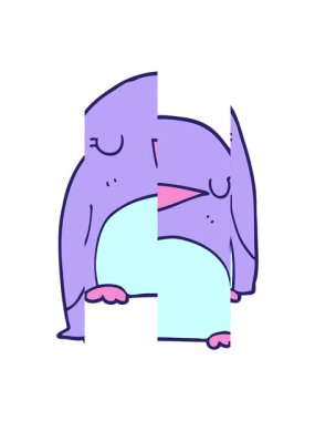 Bir penguenin karalamalarının bölünen hareketi