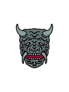 Geleneksel Japon tiyatrosu kabuki şeytan maskesinin kırıcı etkisi