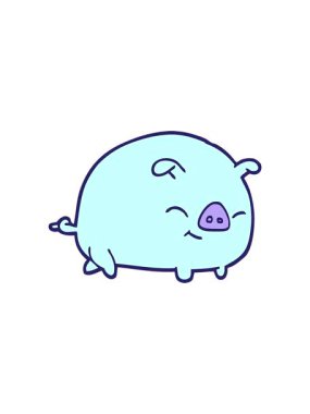 El çizimi çizgi film tarzının hareketli animasyonu domuz.