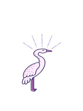 Geleneksel dövme stili ayakta duran leyleğin hareketli canlandırması