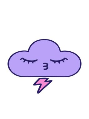 Fırtına bulutu çiziminin sevimli çizgi filminin hareketli animasyonu