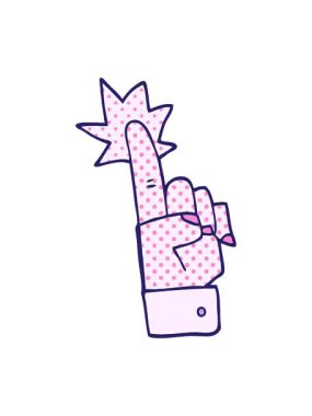 Çizgi film karalamalarının çizgi film efektlerini işaret eden elleri renklendir