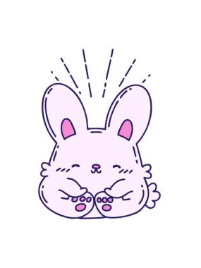 Geleneksel dövme stili mutlu tavşanın titreşimli animasyonu