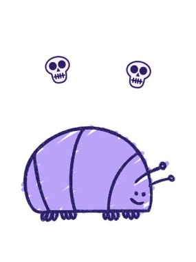 örgü kafatası animasyonu böcek tebeşiri çizimi