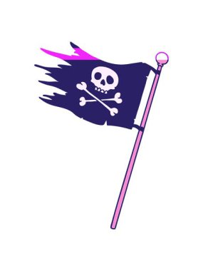 Korsan bayrağının karikatürü çizilmiş el animasyonunu canlandırın.