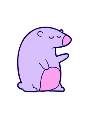 Kawaii Ayı çizgi filminin neon ışık efekti animasyonu