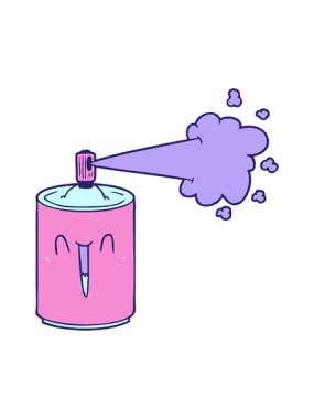 Karikatür sprey kutusunun titreşimli animasyonu